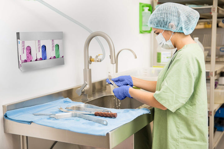 Stainless Steel, Triple Glove Dispenser Wall Mount, Organize and Protect Your Gloves