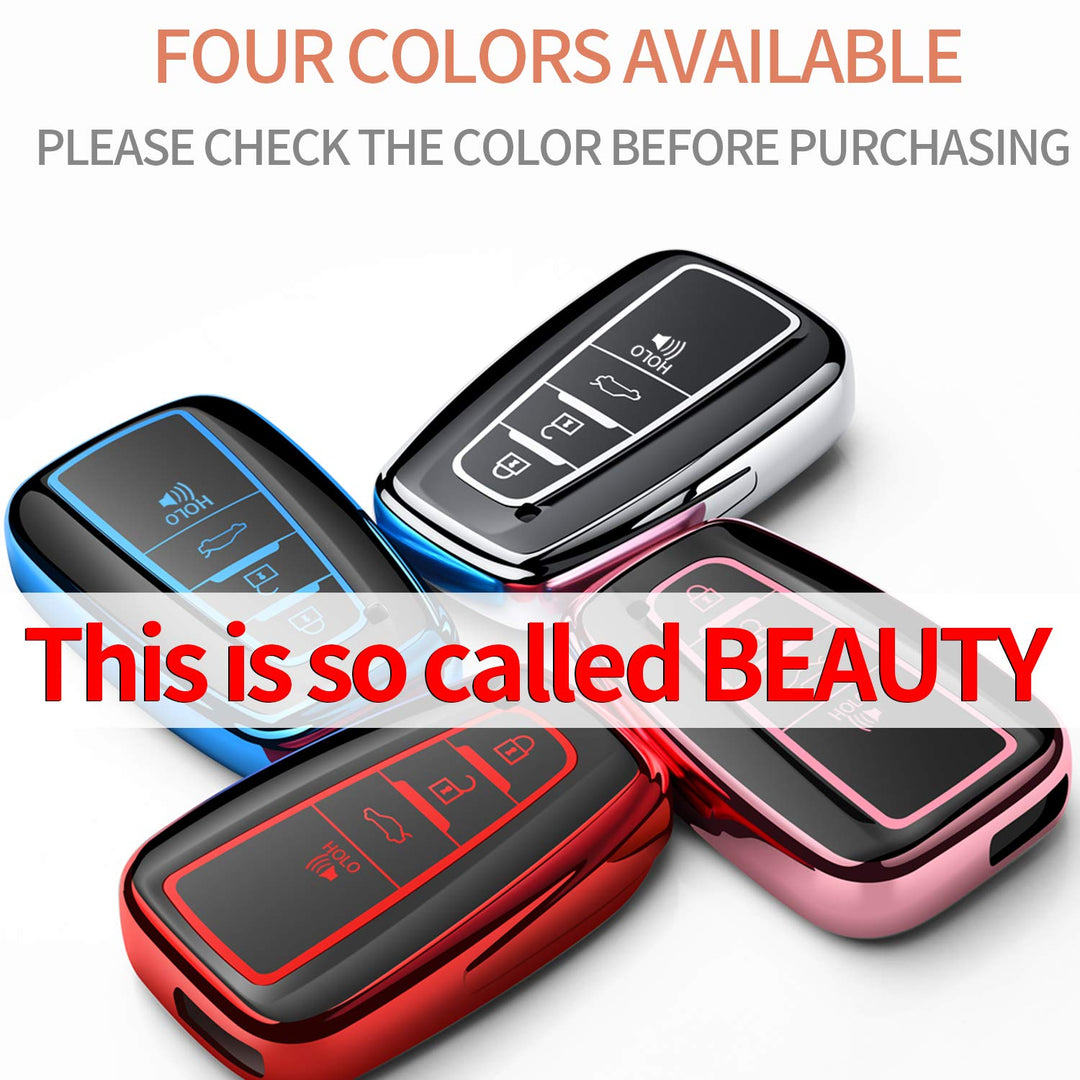for Toyota Key Fob Cover,Special Soft TPU Key Case Cover Protector Compatible with 2020-2022 Highlander Corolla Prius, 2018-2024 RAV4 Camry Avalon C-HR GT86 (only for Keyless go)-Silver
