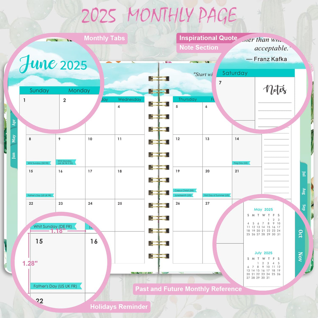 2025 Planner - Planner 2025, Weekly and Monthly Planner, Jan 2025 - Dec 2025, 8.5 x 6.4, Planner with Hardcover, Twin - Wire Binding, Monthly Tabs, Elastic Closure, Daily Organizer