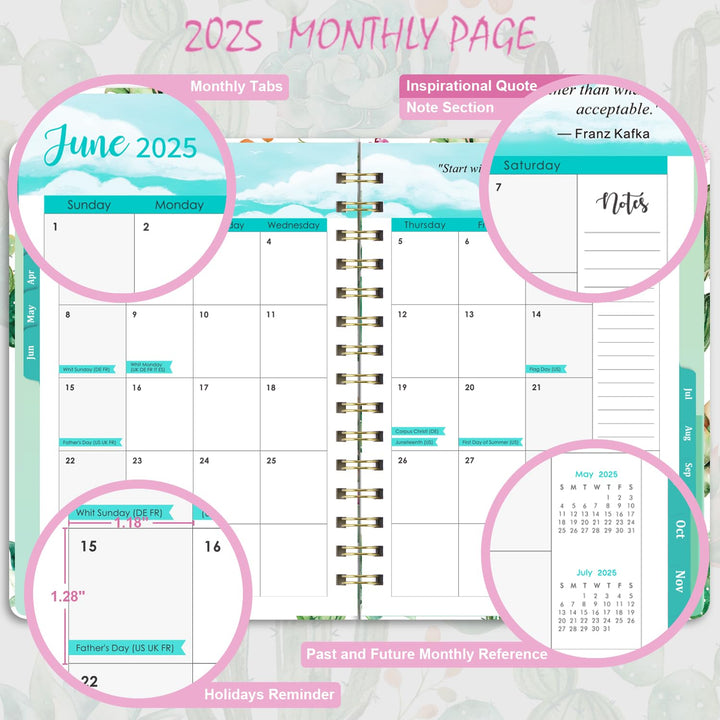 2025 Planner - Planner 2025, Weekly and Monthly Planner, Jan 2025 - Dec 2025, 8.5 x 6.4, Planner with Hardcover, Twin - Wire Binding, Monthly Tabs, Elastic Closure, Daily Organizer