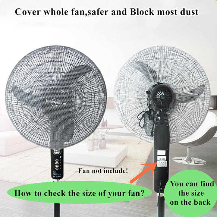 2 Pack-18 Fan Safety Protection Cover,Kid Children Finger Protect Fan Net Guard,Washable Pedestal Fan Dustproof Cover,Summer Home Fan Safety Dust Cover for Parents of Toddlers(1pcs/Black+1pcs/White)