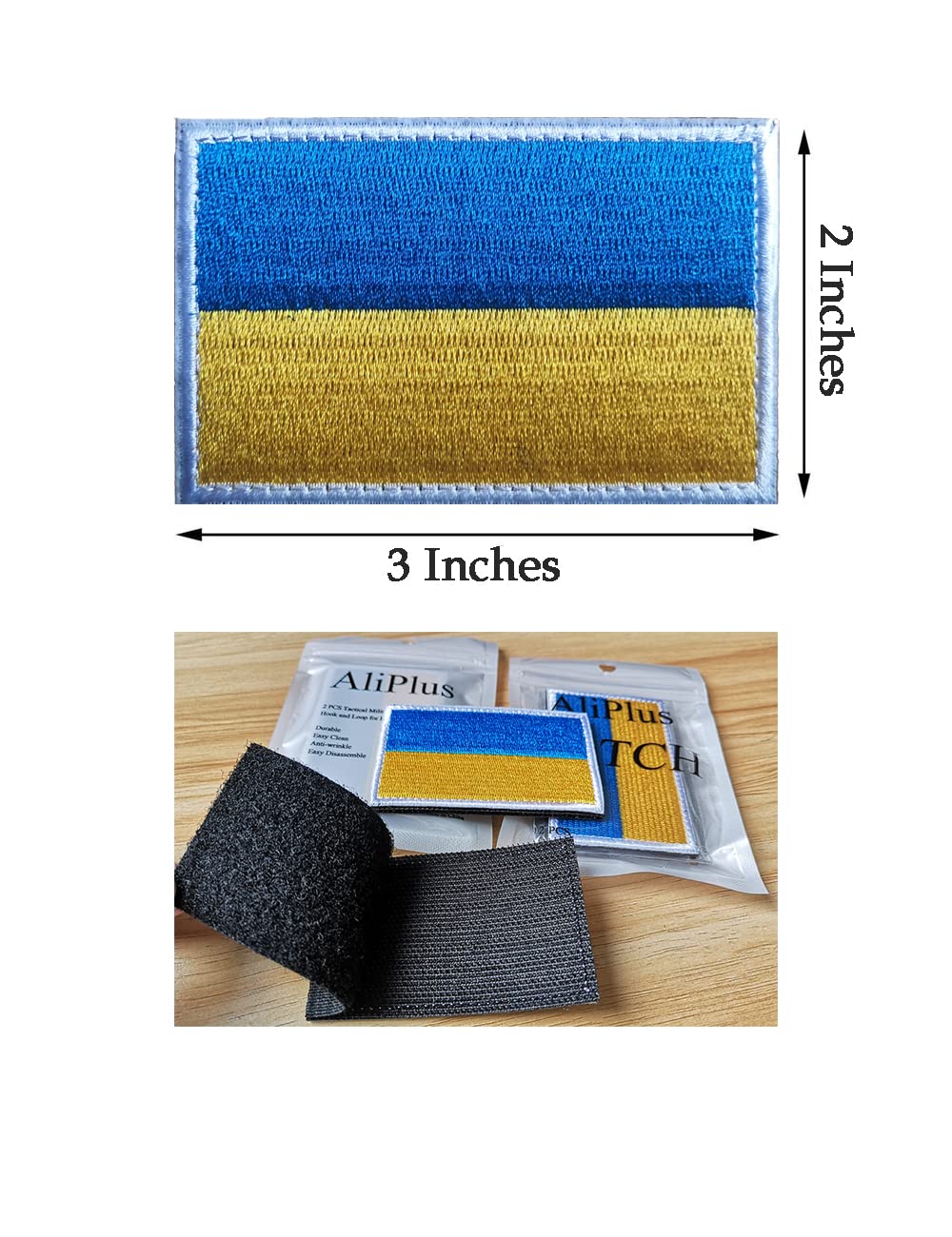 2 PCS Ukraine Flag Patches Embroidered Tactical Military Morale Patch Applique Fastener Hook and Loop