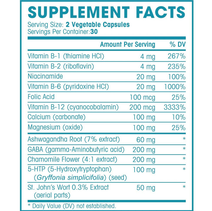 ZENTA - The Natural Relief Supplement to Help Calm Body and Mind | Positive Mood Enhancer - Increase Serotonin Levels with 5-HTP, Ashwagandha, Chamomile, DMAE | 60 ct