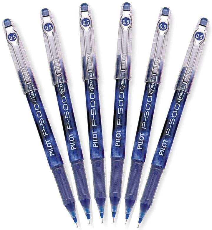 Precise P-500 Gel Ink Rolling Ball Pens, Extra Fine Point, Blue Ink, 6 Pens.