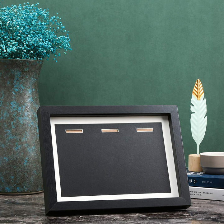 Medal Display Shadow Box - 3 Medal Display case - Perfect Medal Display for Runners, Marathon, Race Winner, Soccer, Football, Gymnastics & All Sports (Black, A4)