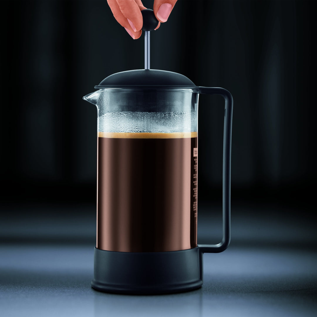 34 oz Brazil French Press Coffee Maker, High-Heat Borosilicate Glass, Black - Made in Portugal