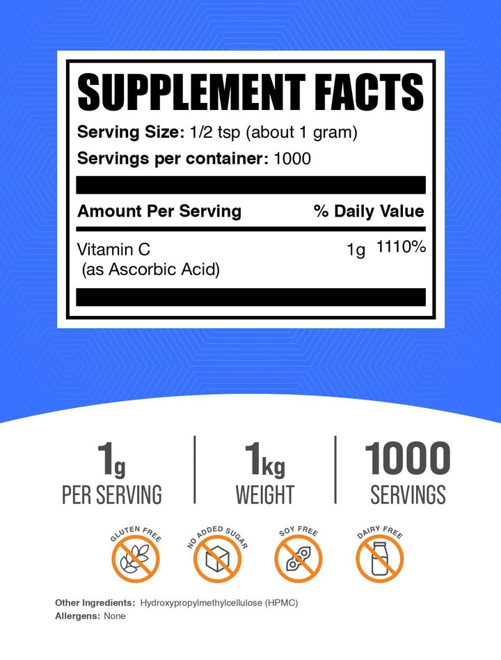 .com Vitamin C Powder - Ascorbic Acid Vitamin C - Vitamin C Supplement - Ascorbic Acid Powder - Powdered Vitamin C - VIT C Powder - Pure Vitamin C (1 Kilogram - 2.2 lbs)