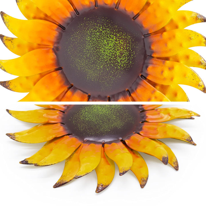 6x6 inches Sunflower Metal Flowers Wall Decor Metal Wall Art Decorations Hanging for Indoor Outdoor Home Bathroom Bedroom,Yellow
