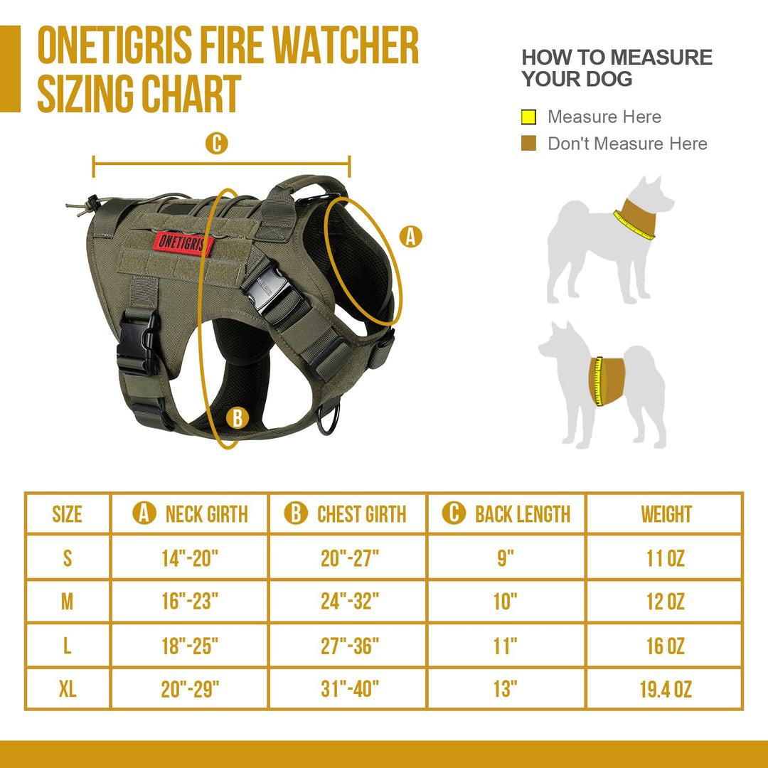 Dog Harness Vest with Handle, Military Dog Harness for Large Medium Dogs,FIRE Watcher 2.0 No-Pull Service Dog Vest,Adjustable Dog Vest Harness for Walking Hiking Training(M,Green)