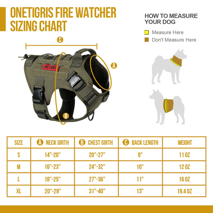 Dog Harness Vest with Handle, Military Dog Harness for Large Medium Dogs,FIRE Watcher 2.0 No-Pull Service Dog Vest,Adjustable Dog Vest Harness for Walking Hiking Training(M,Green)