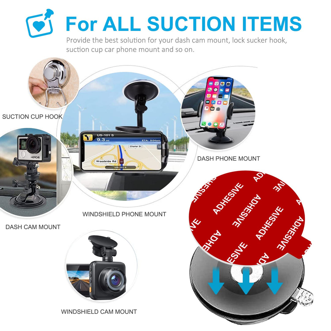 Very High Bond Sticky Adhesive, 6 Pack Dashboard Pad Mounting Disk Adhesive Replacement Kit, Double-Sided Stickers for Suction Cup Dashboard Phone Holder & Windshield Car Mount