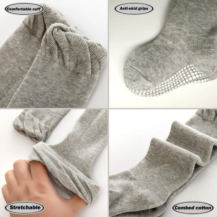 Baby Infants Knee High Anti Slip Socks with Grips for Girls and Boys