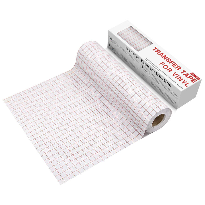 Clear Vinyl Transfer Paper Tape Roll-12 x 50 FT w/Alignment Grid Application Tape for Silhouette Cameo, Cricut Adhesive Vinyl for Decals,Signs, Windows, Stickers