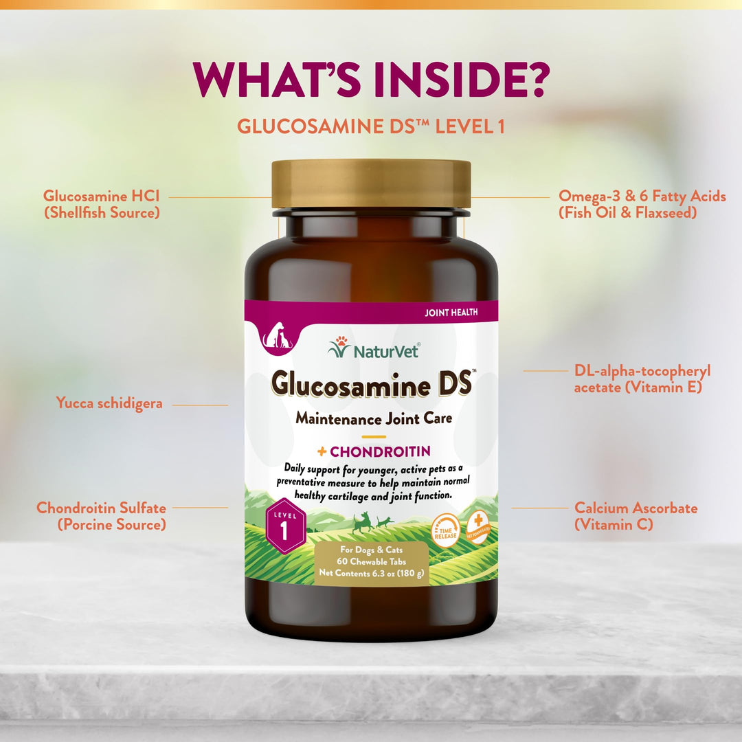Nature Vet Glucosamine DS with Chondroitin Hip & Joint, Stage 1 (Maintenance Formula) 60 chewable tablets