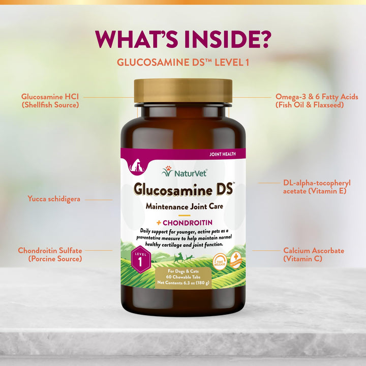 Nature Vet Glucosamine DS with Chondroitin Hip & Joint, Stage 1 (Maintenance Formula) 60 chewable tablets