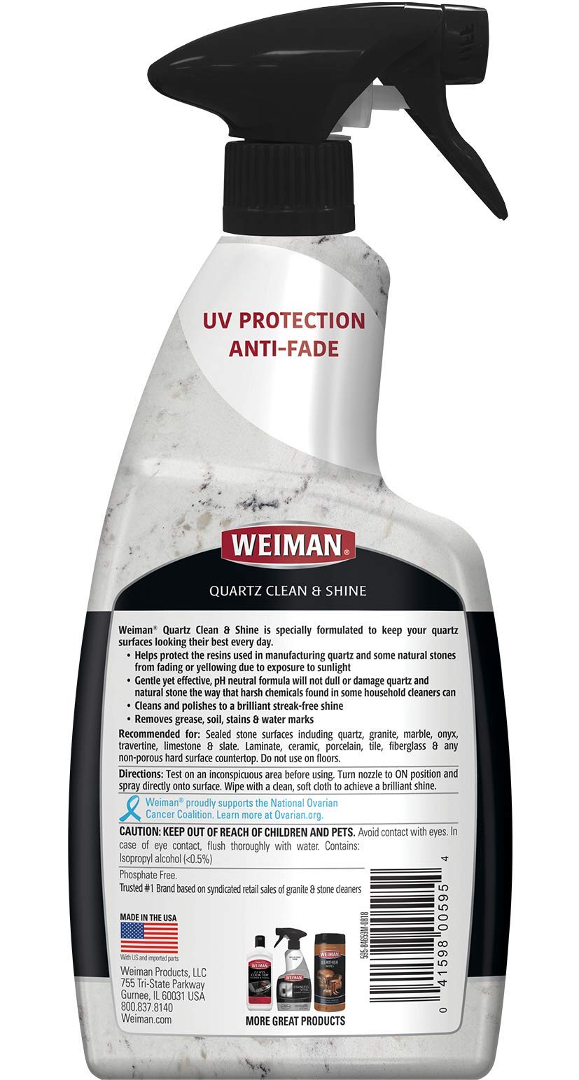 Quartz Countertop Cleaner and Polish - 24 Ounce - Clean and Shine Your Quartz Countertops Islands and Stone Surfaces with Ultra Violet Protection
