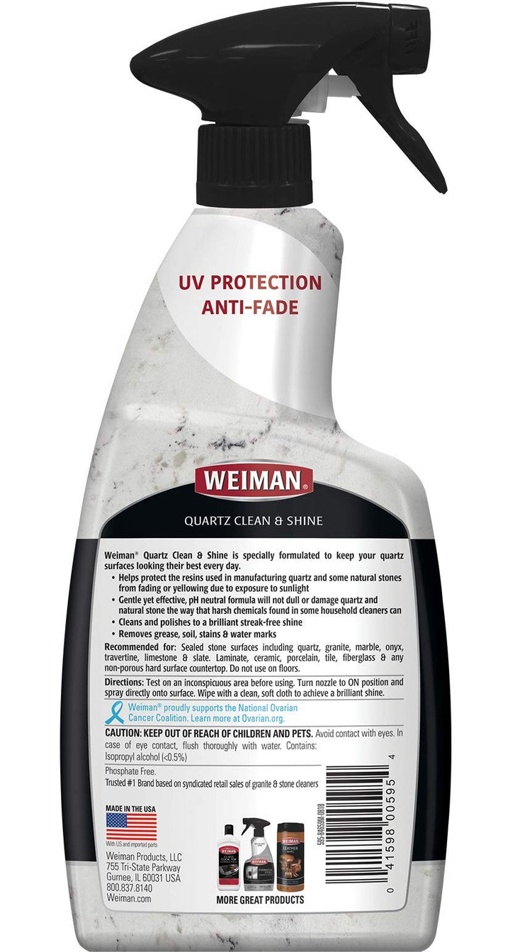 Quartz Countertop Cleaner and Polish - 24 Ounce - Clean and Shine Your Quartz Countertops Islands and Stone Surfaces with Ultra Violet Protection