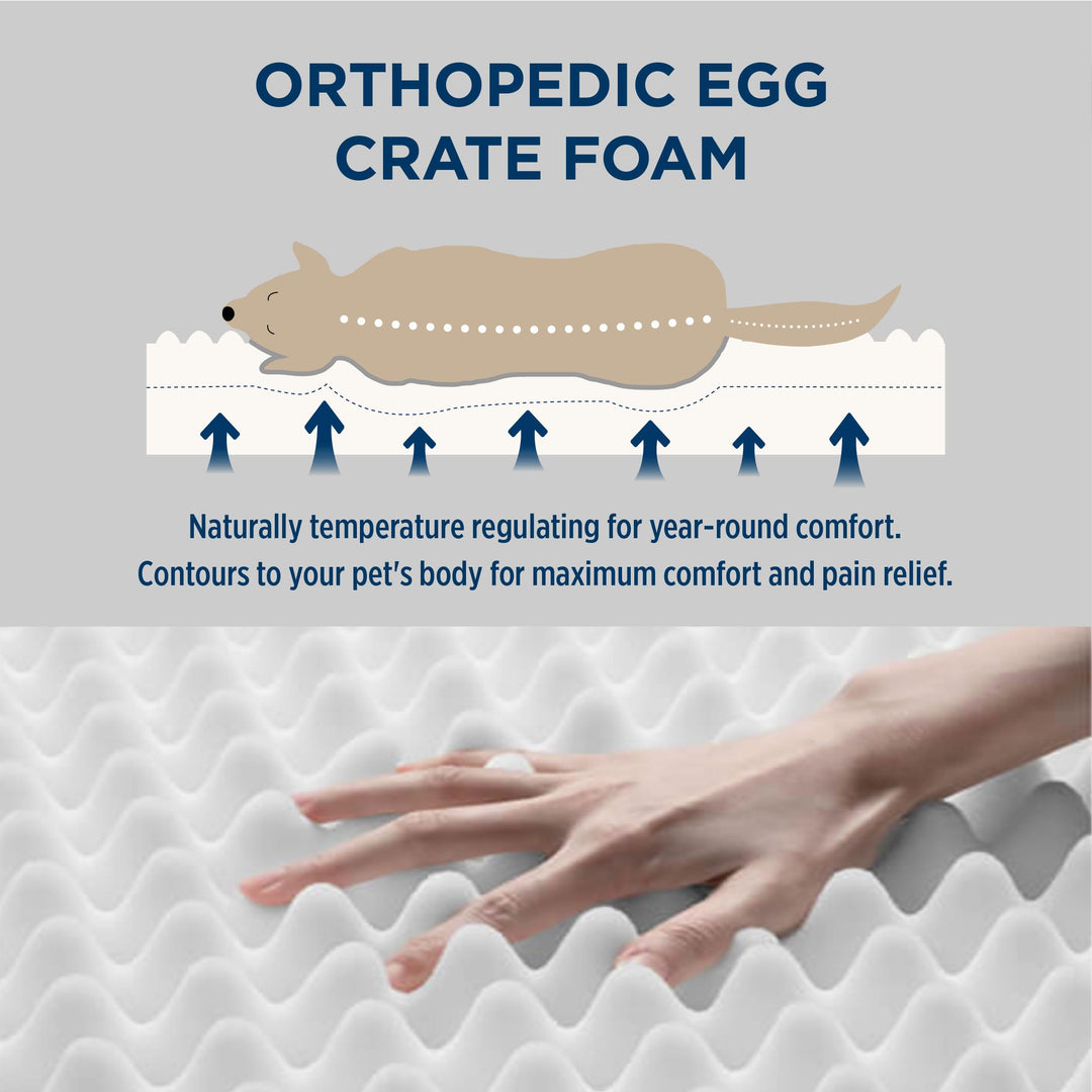 Dog Beds Large Sized Dog - Extra-Large Orthopedic Waterproof Puppy Bed with Removable Washable Cover, Egg Crate Foam Pet Mat, Suitable for Pet Up to 100 lbs