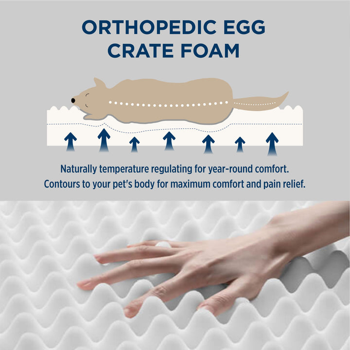 Dog Beds Large Sized Dog - Extra-Large Orthopedic Waterproof Puppy Bed with Removable Washable Cover, Egg Crate Foam Pet Mat, Suitable for Pet Up to 100 lbs