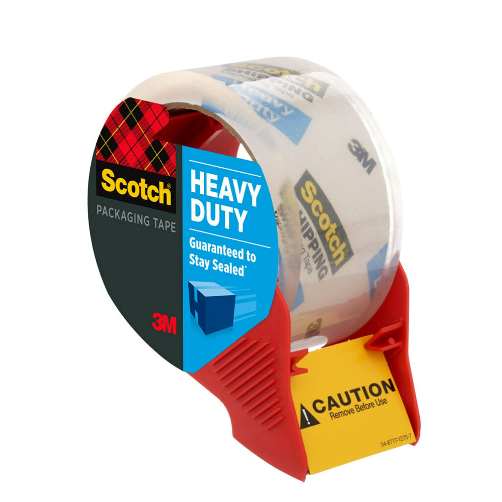 Heavy Duty Shipping Packing Tape, Clear, Holiday Shipping Supplies, 1.88 in. x 38.2 yd., 1 Tape Roll with Dispenser