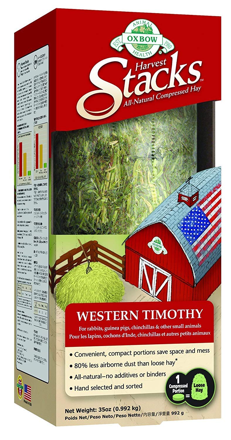 Animal Health Harvest Stacks, Western Timothy Hay, Guinea Pig Hay, Small Pet Bunny Supplies, Western Timothy for Rabbits, Guinea Pigs, Chinchillas, Hamsters & Gerbils, 35 oz.