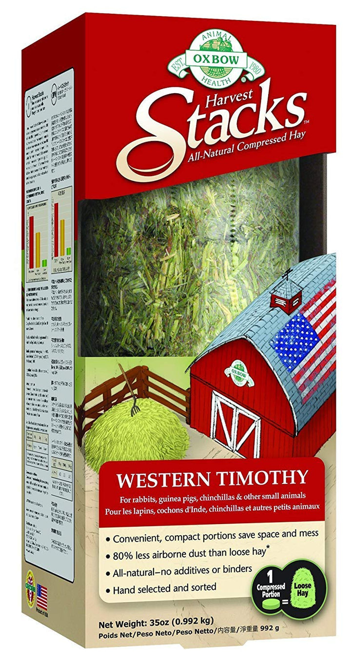 Animal Health Harvest Stacks, Western Timothy Hay, Guinea Pig Hay, Small Pet Bunny Supplies, Western Timothy for Rabbits, Guinea Pigs, Chinchillas, Hamsters & Gerbils, 35 oz.