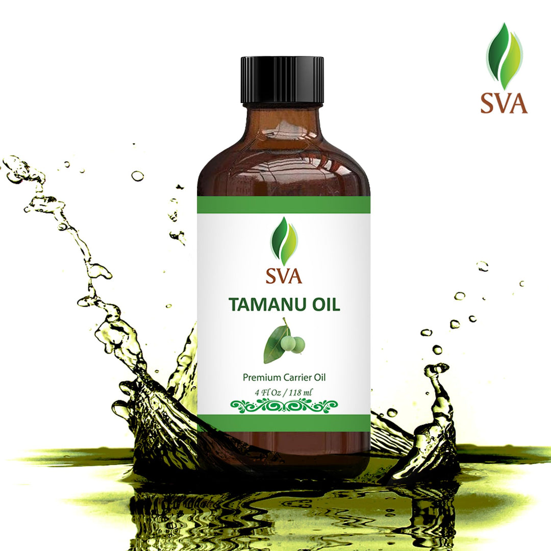 SVA Tamanu Oil - 4 Fl Oz – 100% Natural Cold Pressed Tamanu Oil - for Face, Skin Care, Hair Care, Scalp Massage & Body Massage – Carrier Oil with Dropper