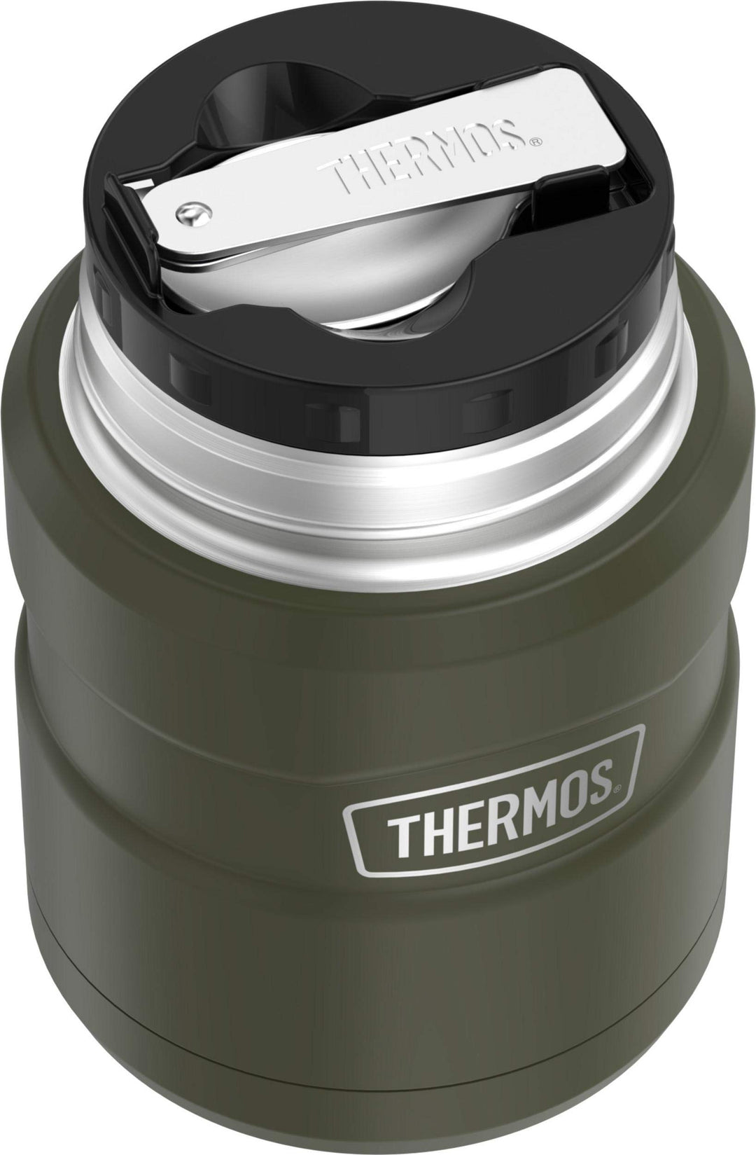 Stainless King Vacuum-Insulated Food Jar with Spoon, 16 Ounce, Army Green