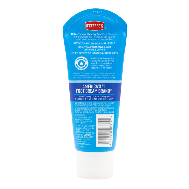 O'Keeffe's for Healthy Feet Foot Cream; Guaranteed Relief for Extremely Dry; Cracked Feet; Clinically Proven to Instantly Boost Moisture Levels; 3.0 Ounce Tube; (Pack of 1)