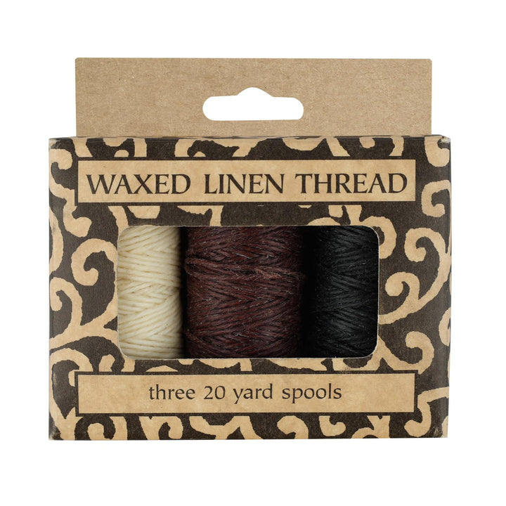 , Natural Waxed Linen Thread 20 Yards, Books by Hand Natural, Black, Brown Color for Sewing, Bookbinding (3/Pkg)