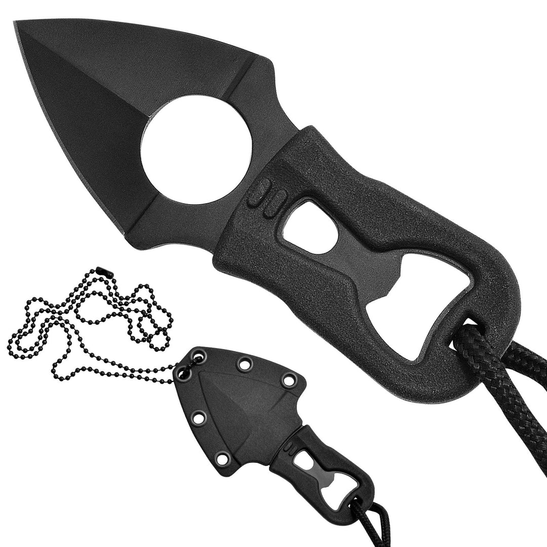 Heater II 4.25 Compact Durable Corrosion-Resistant 420 Stainless Steel Survival Tactical Fixed Blade Neck Knife, Molded Sheath with Belt Clip Included