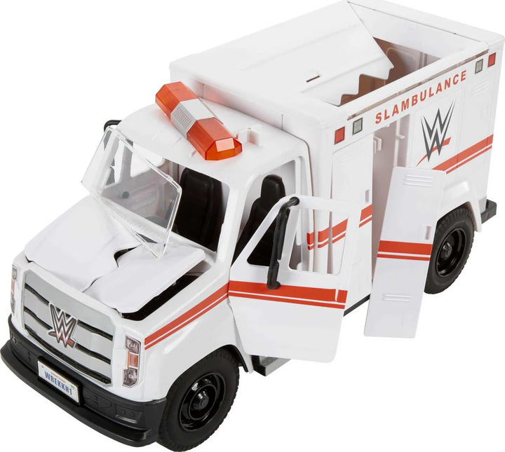 WWE Wrekkin' Slambulance Vehicle Playset, Breakaway Toy Ambulance with Launching Gurney, Sized for 6-Inch Action Figures