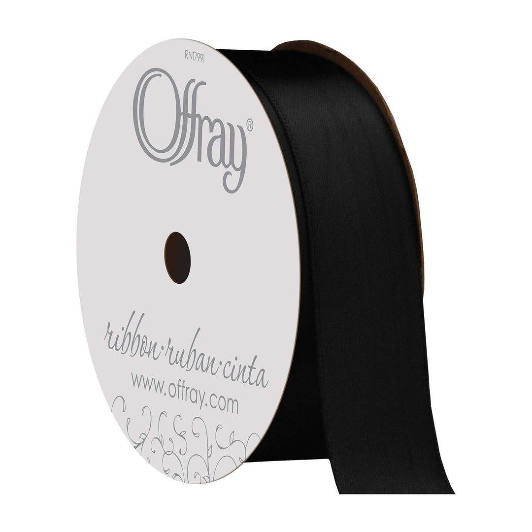 Berwick 072073 7/8 Wide Single Face Satin Ribbon, Black, 6 Yds