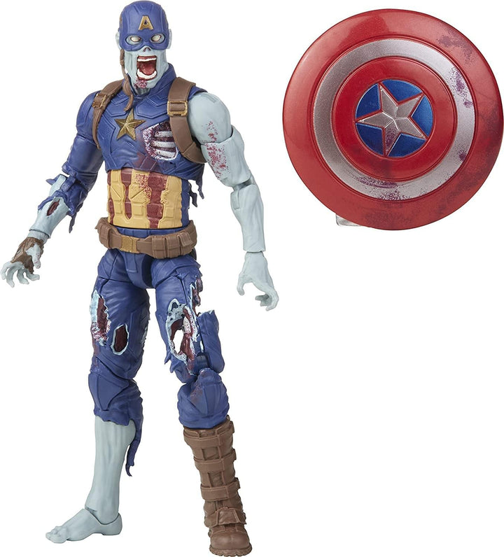 Avengers Legends Series 6-inch Scale Action Figure Toy Zombie Captain America, Premium Design, 1 Figure, and 1 Accessory