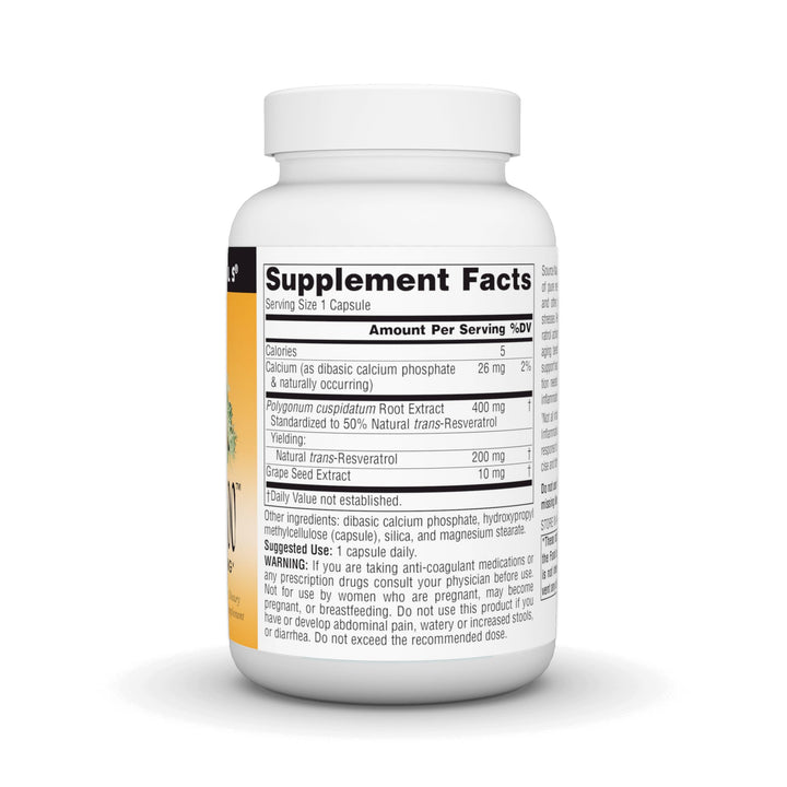 Resveratrol 200 mg for Heart and Healthy Aging - 120 Vegetarian Capsules