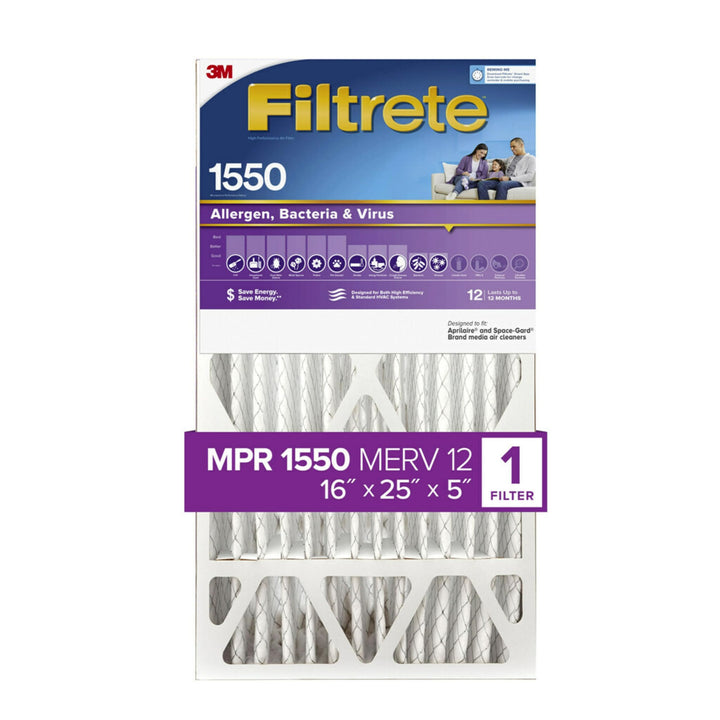 Healthy Living Ultra Allergen Deep Pleat Filter, MPR 1550, 20-Inch x 25-Inch x 4-Inch (4-3/8-Inch Depth), 4-Pack