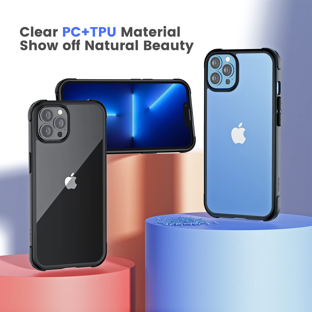 Compatible with iPhone 13 Pro Max Case Clear, Not Yellowing Shockproof Protective Bumper Hard Back Phone Case 6.7 inch Released in 2021 Black