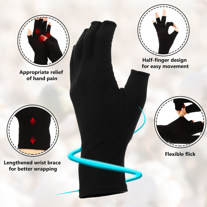 3 Pairs Craft Gloves Hands Compression Gloves Fingerless Pressure Gloves Joint Relief Hand Gloves for Quilting Support Sewing Knitting Typing Household Duties (M, Black, Gray, Purple)