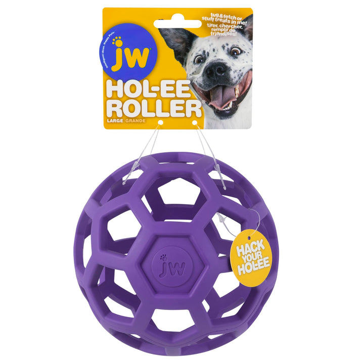Hol-ee Roller Dog Toy Puzzle Ball, Natural Rubber, Large (5.5 Inch Diameter), Colors May Vary
