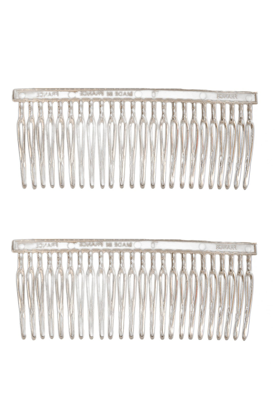Caravan French Twisty Wirey Teeth Patent Comb Crystal Clear Pair, Large, .65 Ounce