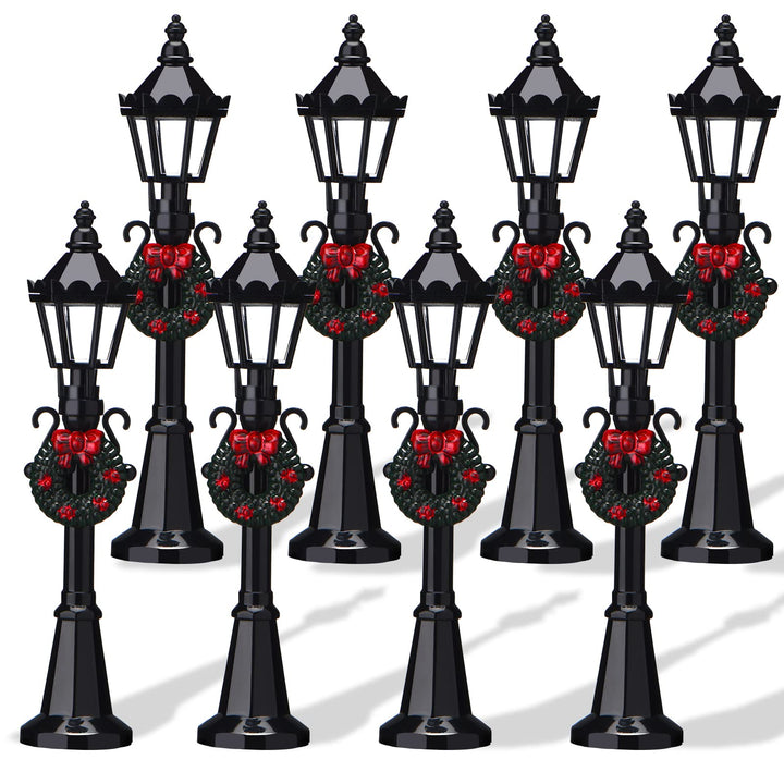 Christmas Village Accessories Christmas Mini Street Light Models Street Miniature Lamp Post Christmas Dollhouse Small Street Lamp, Age Over 6 Years (4 Pieces,Classic Style)