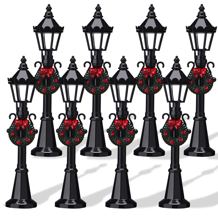 Christmas Village Accessories Christmas Mini Street Light Models Street Miniature Lamp Post Christmas Dollhouse Small Street Lamp, Age Over 6 Years (4 Pieces,Classic Style)