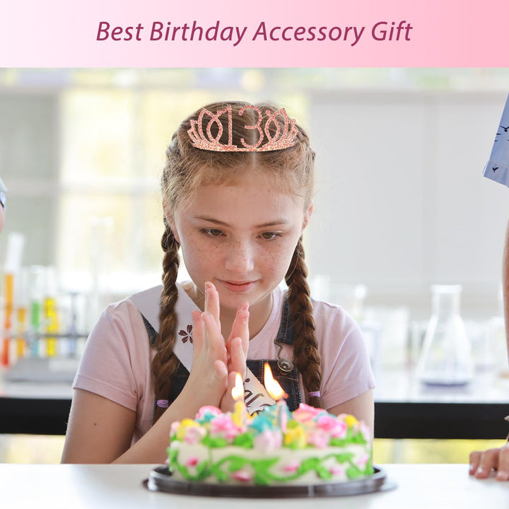 13th Birthday Tiara and Sash, Happy 13th Birthday Party Supplies, Official Teenager Satin Sash Tiara Birthday Crown,13th Birthday Party Supplies and Decorations, 13th Birthday Decorations for Girls
