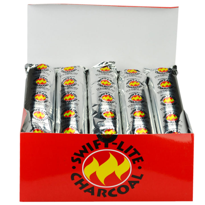 Swift Lite Charcoal Box 10 rolls of 10 x 40mm charcoal tablets