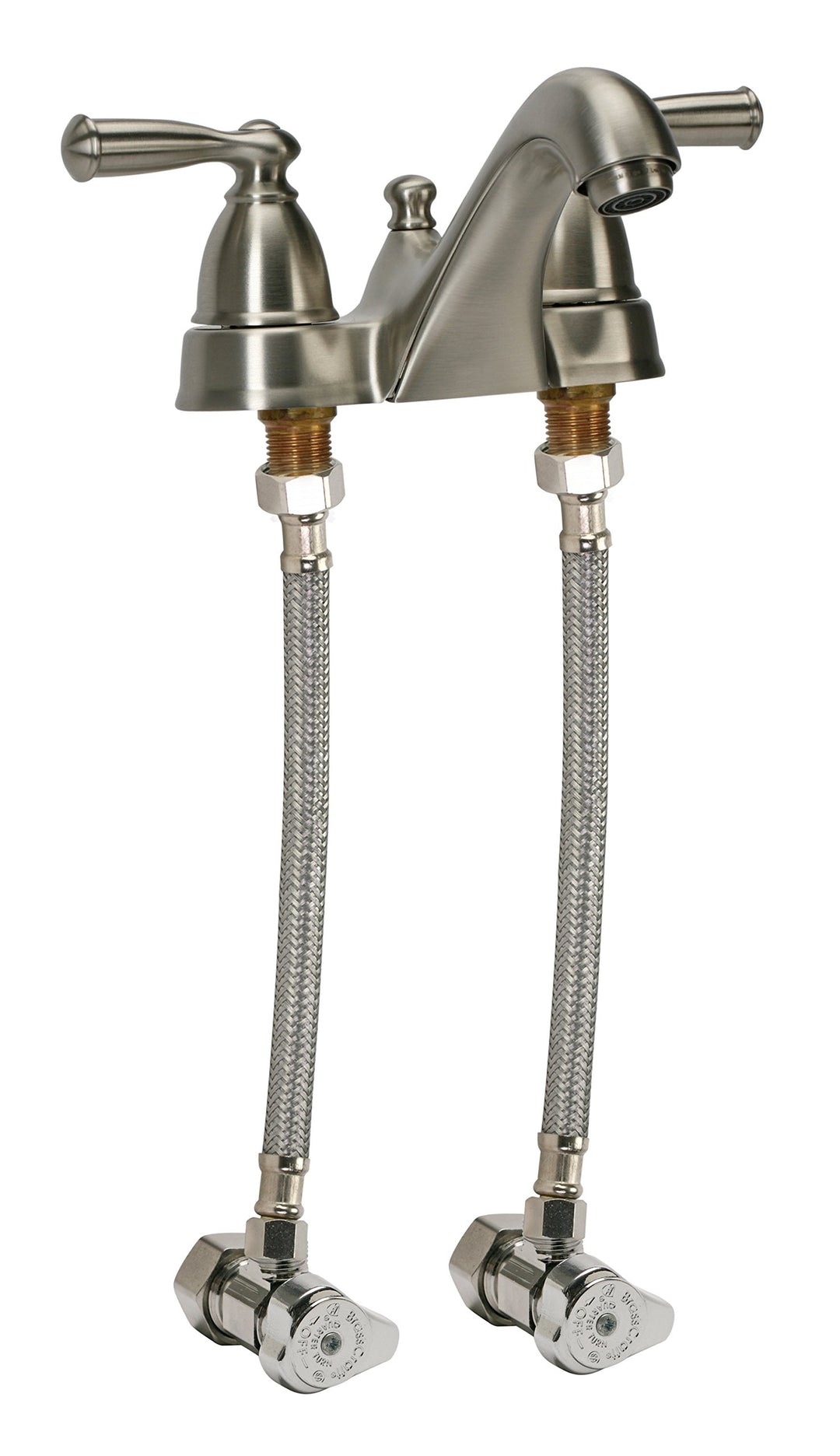 B1F16 Faucet Connector, Braided Stainless Steel - 3/8 Female Compression Thread x 1/2 I.P. Female Straight Thread, 16-Inch Length