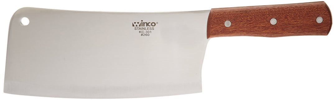 Winco 8 Heavy Duty Chinese Cleaver with Wooden Handle, 3-1/2