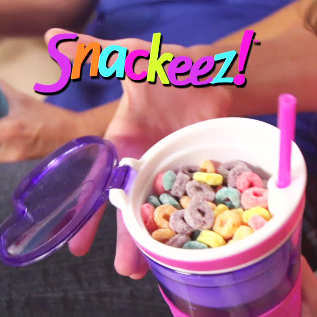 Travel Snack & Drink Cup with Straw, Blue,16 oz