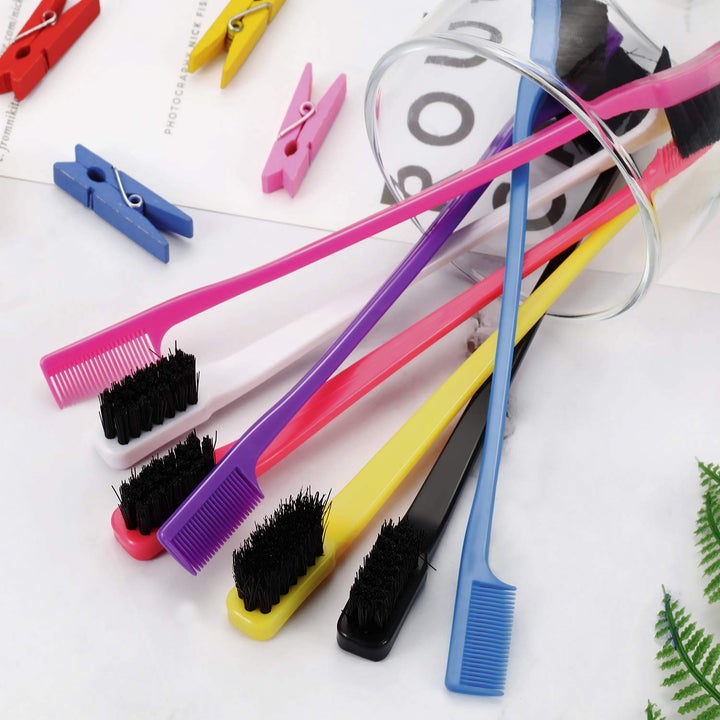 14 Pieces Hair Edge Brush Double Sided Control Hair Brush Comb Set Smooth Comb Grooming, 7 Colors