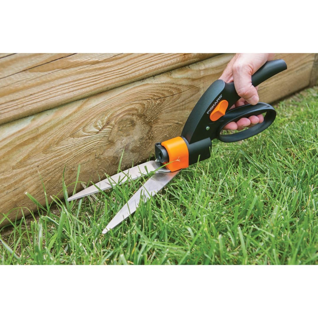 Shear Ease Grass Shears - 5 Stainless Steel Blades - 360-Degree Swivel Blade Plant Cutting Scissors - Garden Shears and Grass Cutter, Black