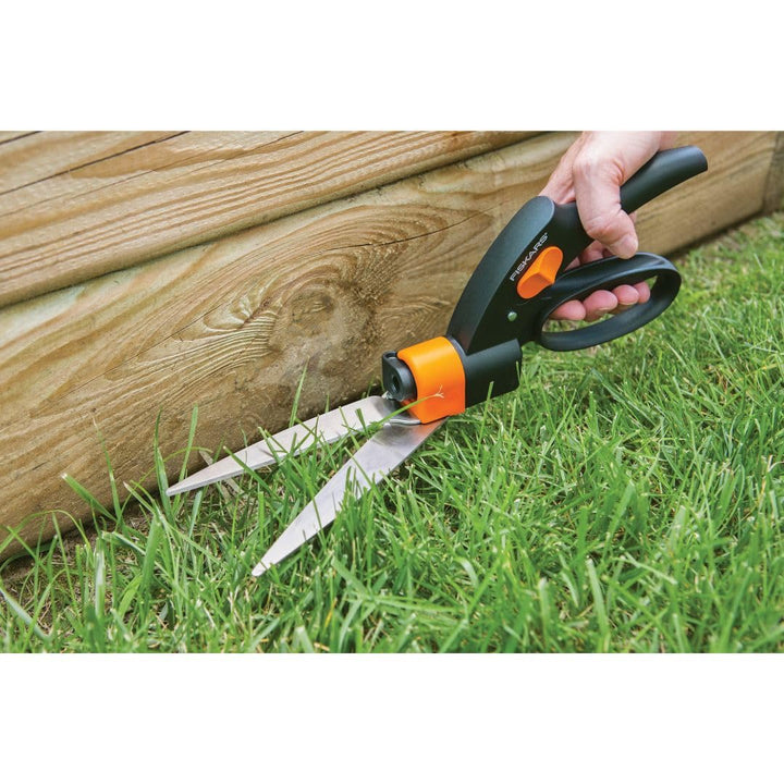 Shear Ease Grass Shears - 5 Stainless Steel Blades - 360-Degree Swivel Blade Plant Cutting Scissors - Garden Shears and Grass Cutter, Black
